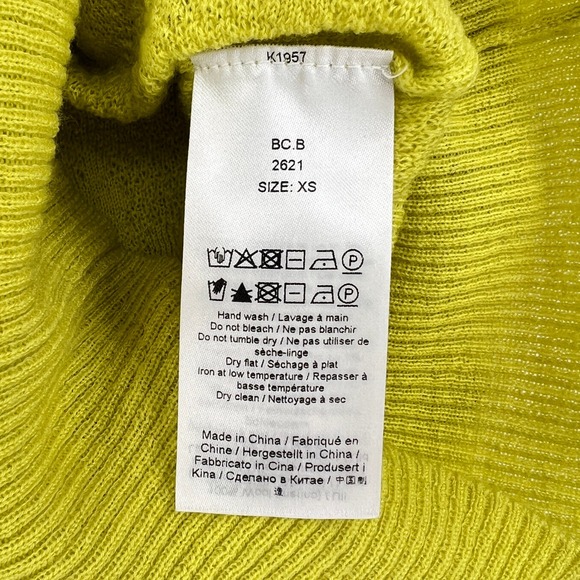 GANNI Tender Shoots Merino Lace Top Women XS Scoop Yellow Green Knit Sweater Top - Picture 15 of 16